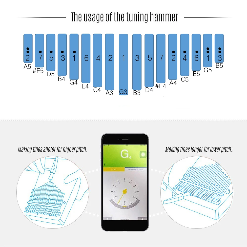

Lingting K17G Kalimba 17 key [G major] Thumb Piano Mbira