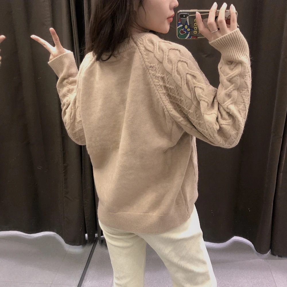 

Autumn&Winter Sweater Women's Round Neck Long Sleeve Braided Striped Top Pullover For Women's Top