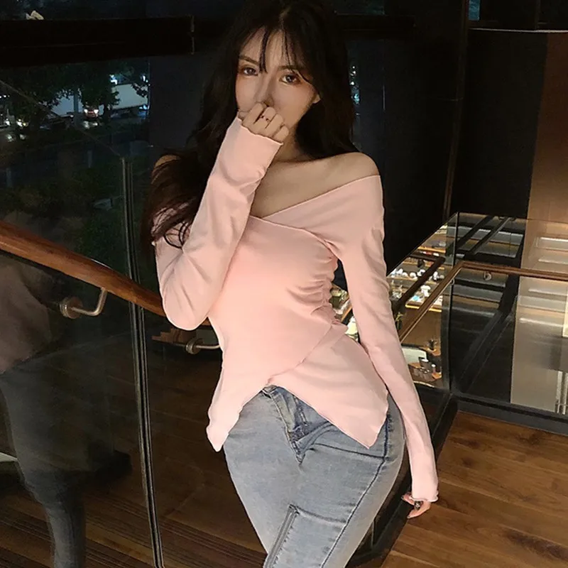 Женские осенние Топы в Корейском стиле привлекательная облегающая трикотажная