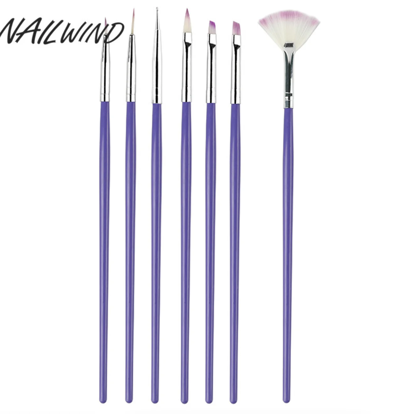 

7Pc/1Set Nail Polish Glue Flat Head Light Therapy Pen Bevel Painted Brushed Crystal Ongle Carved Equipment Art Tool for Manicure