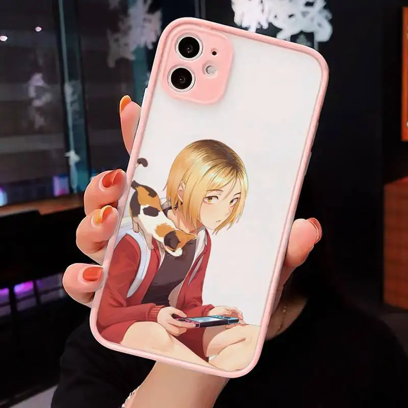 

Kenma Kozume of Haikyuu Phone Case For iPhone 12 11 Mini Pro XR XS Max 7 8 Plus X Matte transparent Pink Back Cover