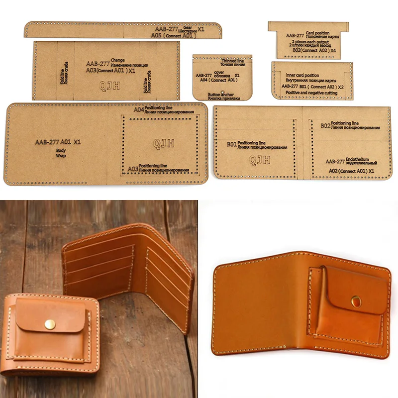 

1Set DIY Kraft Paper Template New Fashion Short Wallet Card Package Leather Craft Pattern DIY Stencil Sewing Pattern 11cm*9.5cm