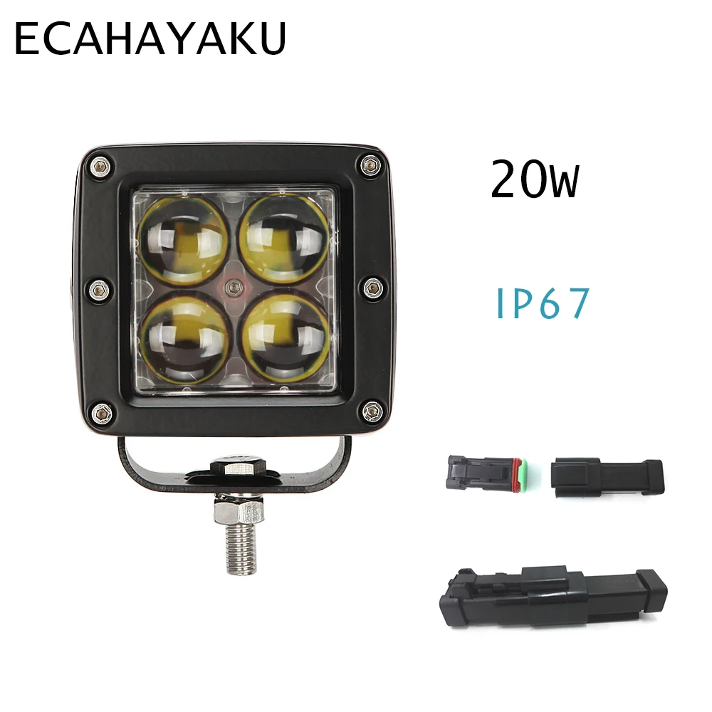 ECAHAYAKU 1 шт. 3x3 дюйма двойной светодиодный светильник 20 Вт рабочий 4x5