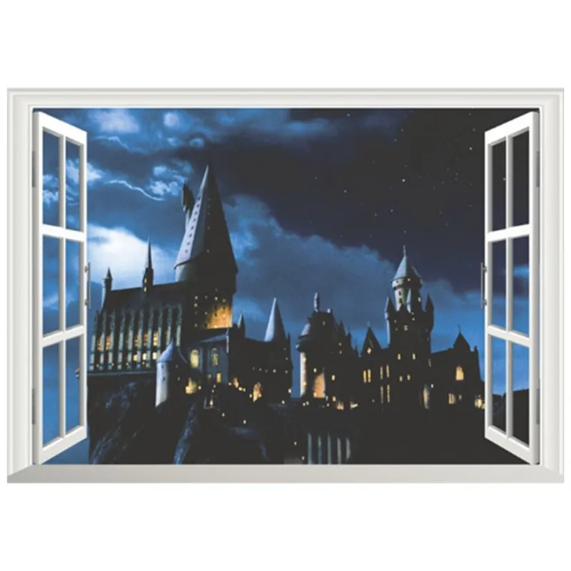 Фэнтези Замок 3d поддельные окна виниловая роспись магический мальчик фильм