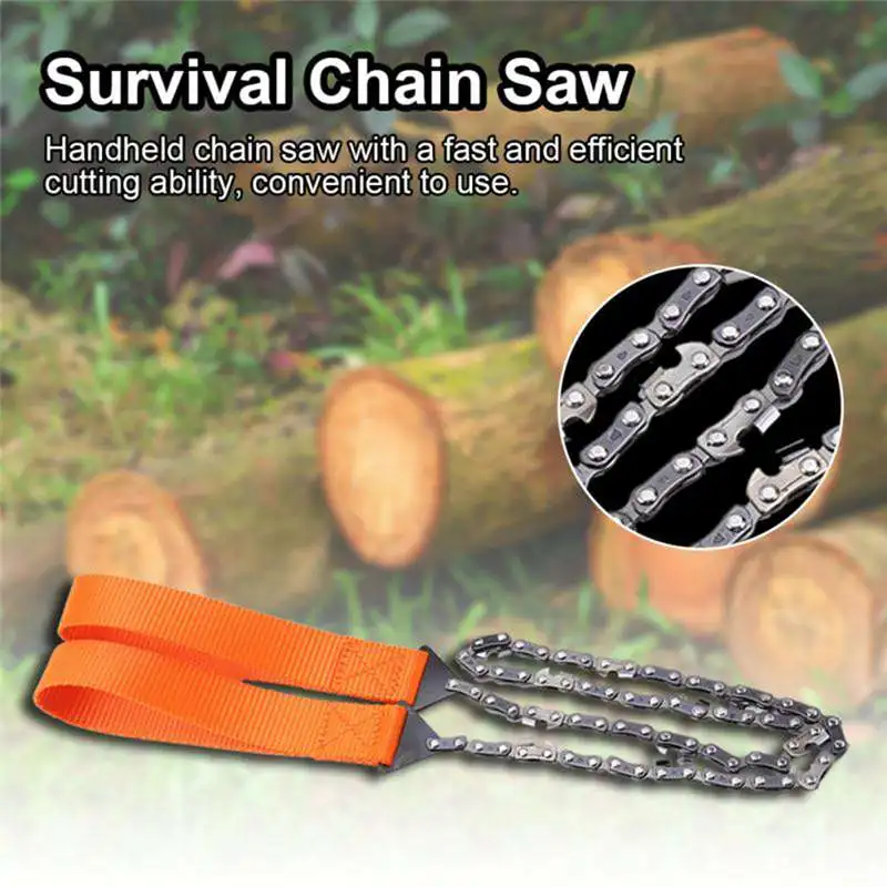 

Outdoor 24-Inch Portable Survival Hand Zipper Saw Manganese steel Garden Saw Wire Saw Emergency Saw with Bag Camping Tool