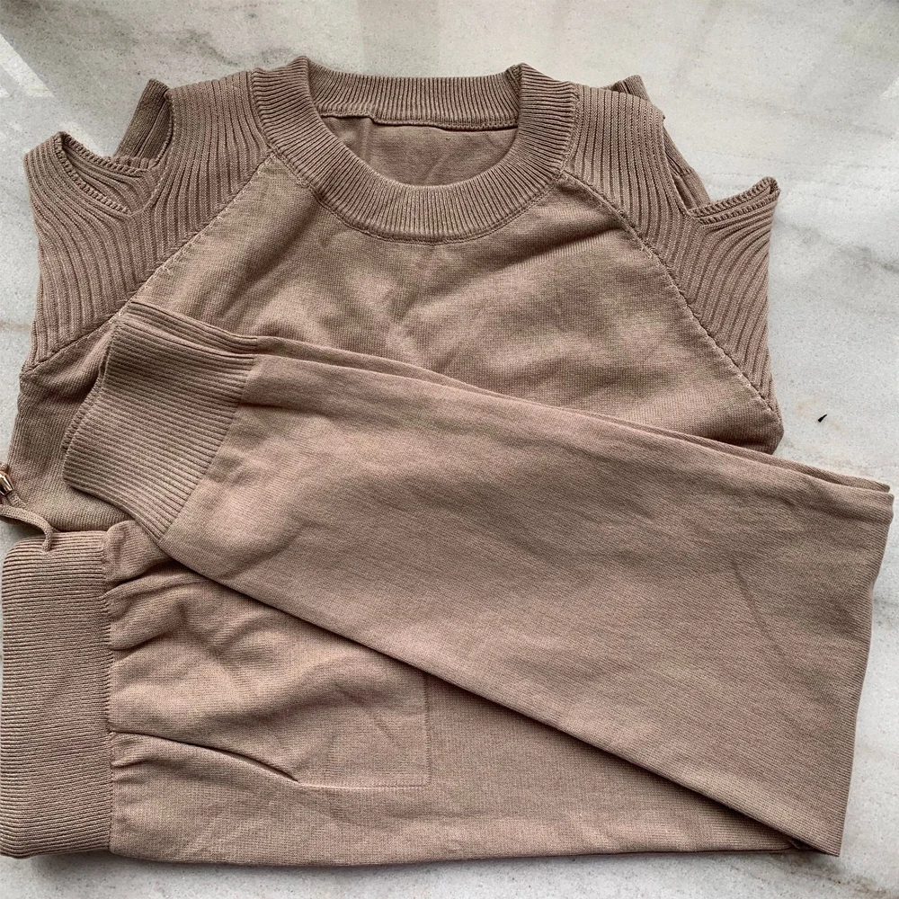 2019 новый осенне зимний трикотажный спортивный костюм свитера с круглым вырезом