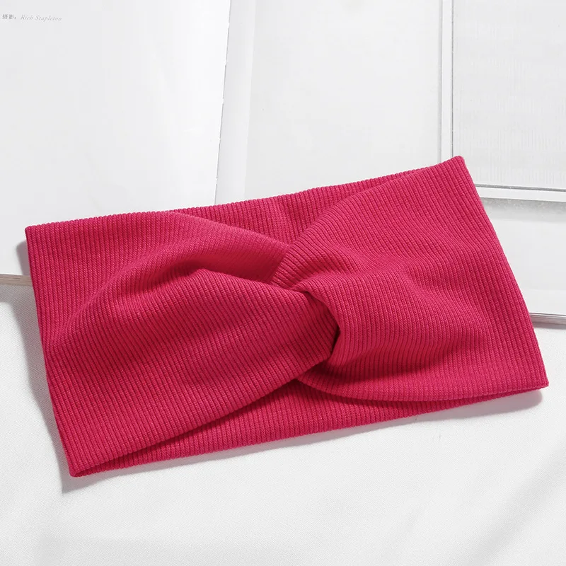 

Women Headband Vintage Solid Twist Knitted Wide Turban Cross Top Knot Headwrap Retro Elastic Girls Hairband Hair Accessories