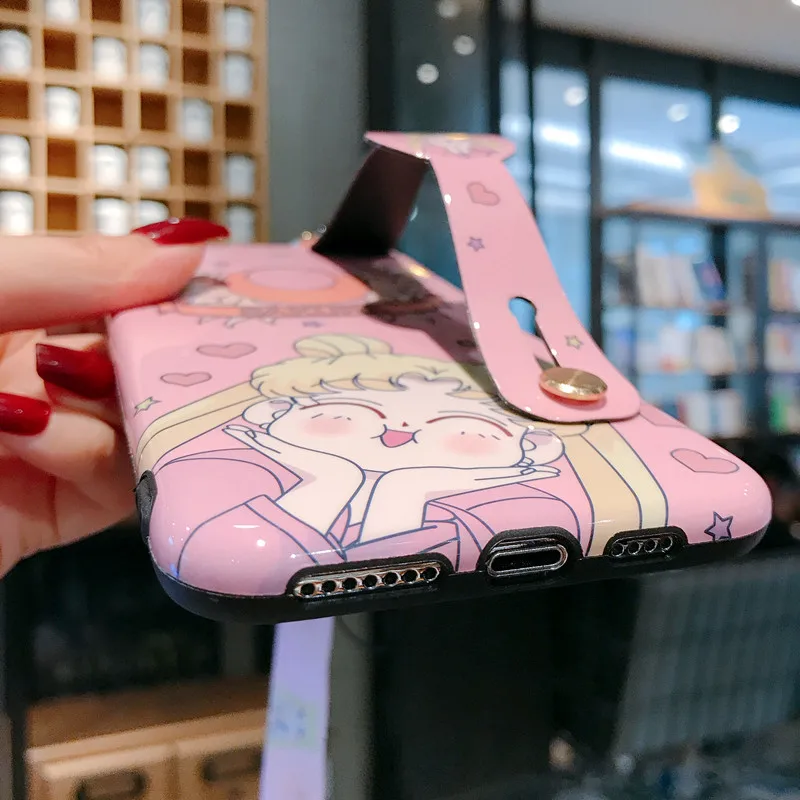 P30pro Сейлор Мун ремешок чехол мягкий чехол для мобильного телефона для huawei P30/P20 pro mate20 pro/3/4/5 V20 симпатичный держатель в виде ракушки+ платье на бретелях