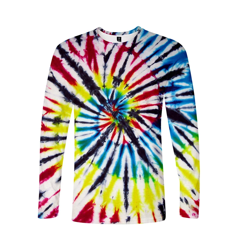 Футболка Мужская/Женская с длинным рукавом модный красочный костюм принтом Tie Dye
