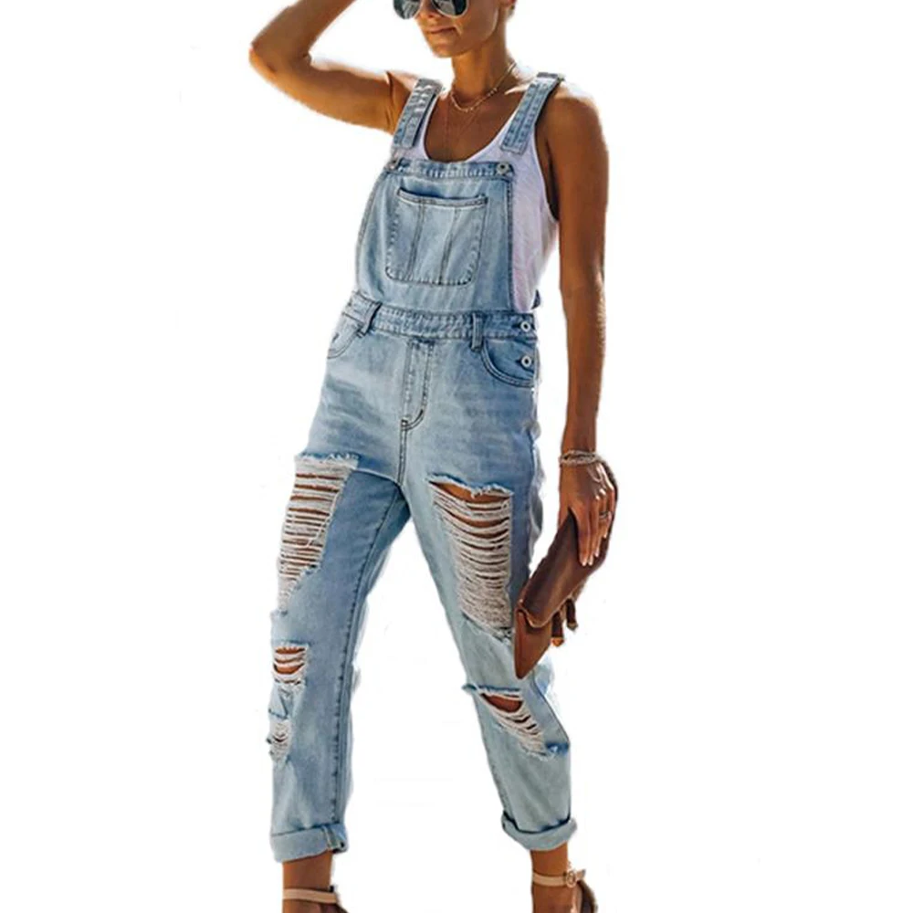 

Voguen Women Overall Autumn Casual Ripped Jeans Long Jeans Female Bottom Hole Jeans Vintage Streetwear Mom Jeans High Waist