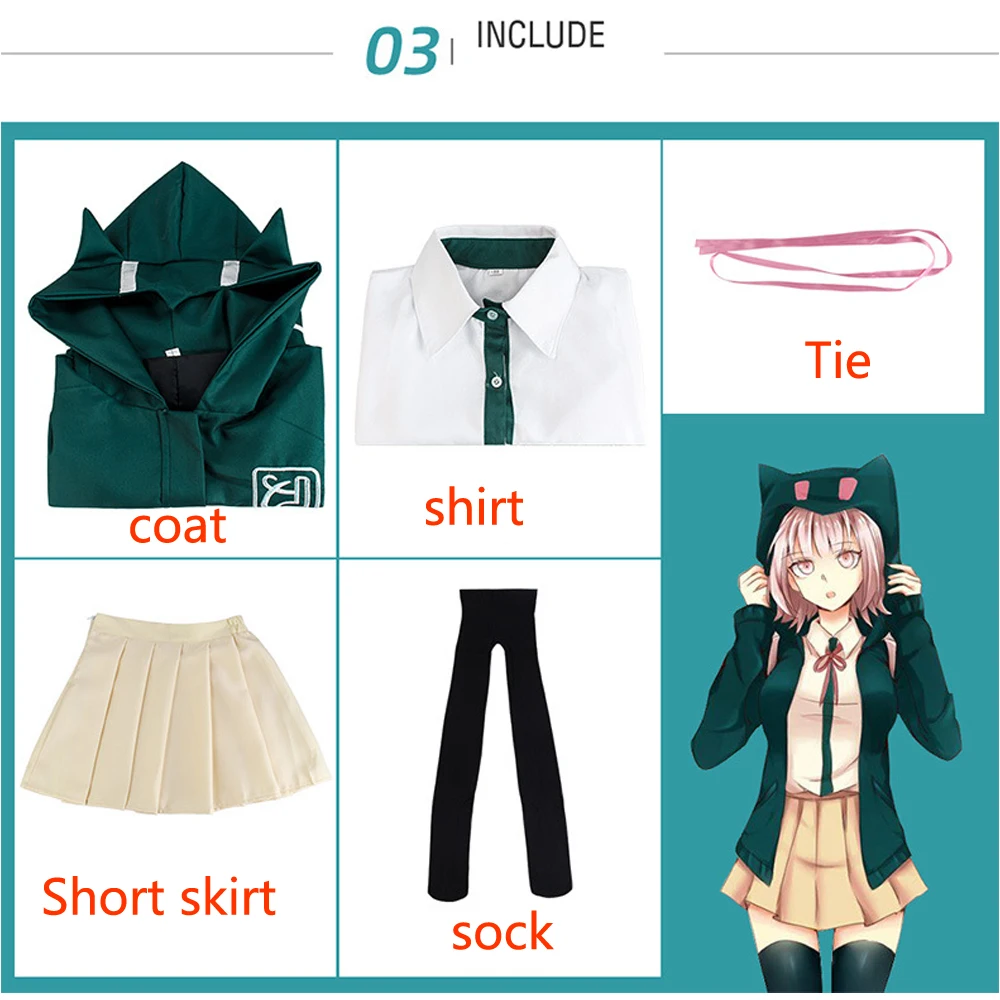 Chiaki Nanami Косплей Костюм данганронпа 2 Искусственный Аниме Хэллоуин костюм для