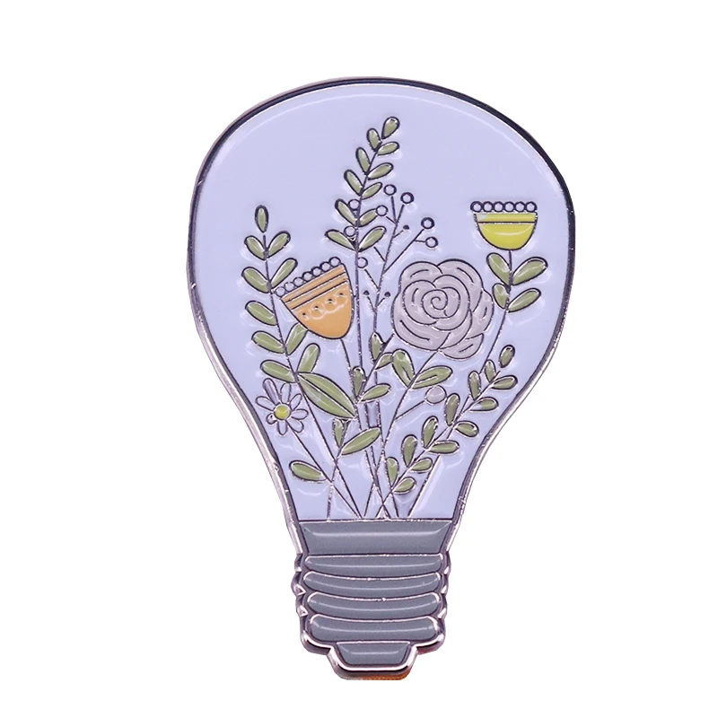 Floral Bulb Enamel Pin Timeless Beauty Brooch Flower Lamp Badge Gardener's Collections | Brooches