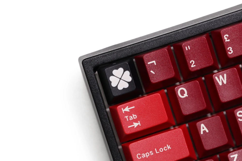 Новинка - клавиша из PBT скульптуры с пропиткой красителем и выжиганием лазером ESC r1 1x, украшенная символом удачливого четырехлистного клевера и вишневого профиля, для механической клавиатуры.