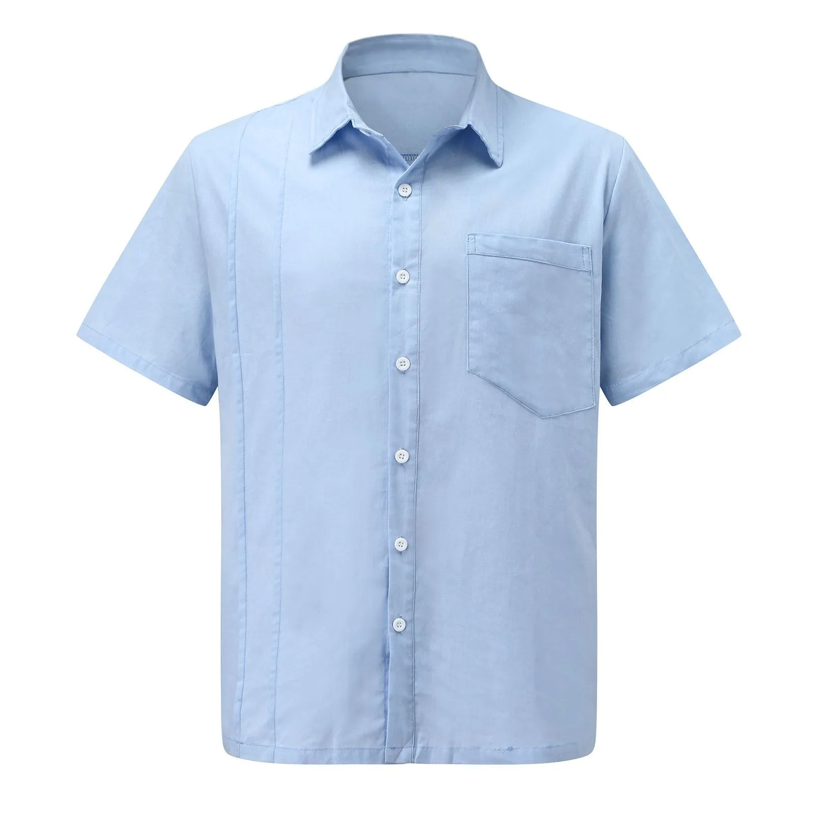 

Men's Short Sleeve Cotton Linen Summer Shirt With Chest Pocket High Quality Comfy Casual Daily Tops Blouse Camiseta Hombre 2021