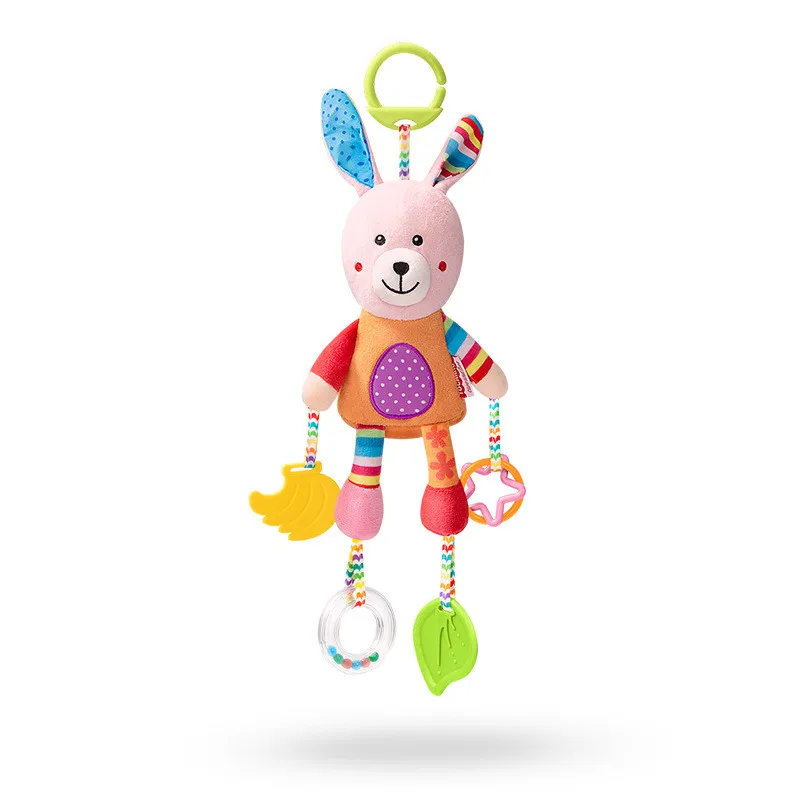 rabbit Детские плюшевые погремушки, Мультяшные медведи, корова, животные, мобильные игрушки, детская коляска, подвесные погремушки, игрушки для новорожденных с прорезывателем - Цвет: rabbit