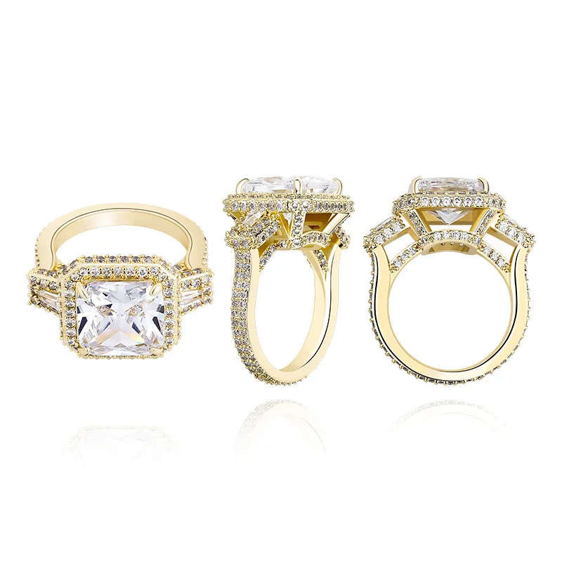 

2020 New Large Baguette Zircon Rings High Quality Iced Out Cubic Zirconia Fashion Women Rings Hip Hop Jewelry For Men Gift Ring