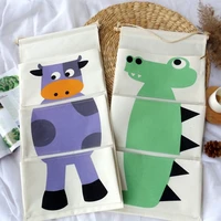 cozy animals door wall hanging organizer bag linen home decorative storage pouch