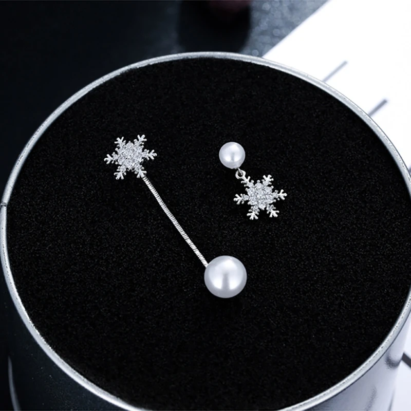 Снежинка Стразы висячие серьги искусственный жемчуг Кристалл Висячие пирсинг |