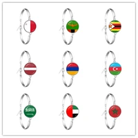 malta zambia zimbabwe latvia armenia azerbaijan saudi arabia uae morocco national flag glass cabochon chain bracelet for gift