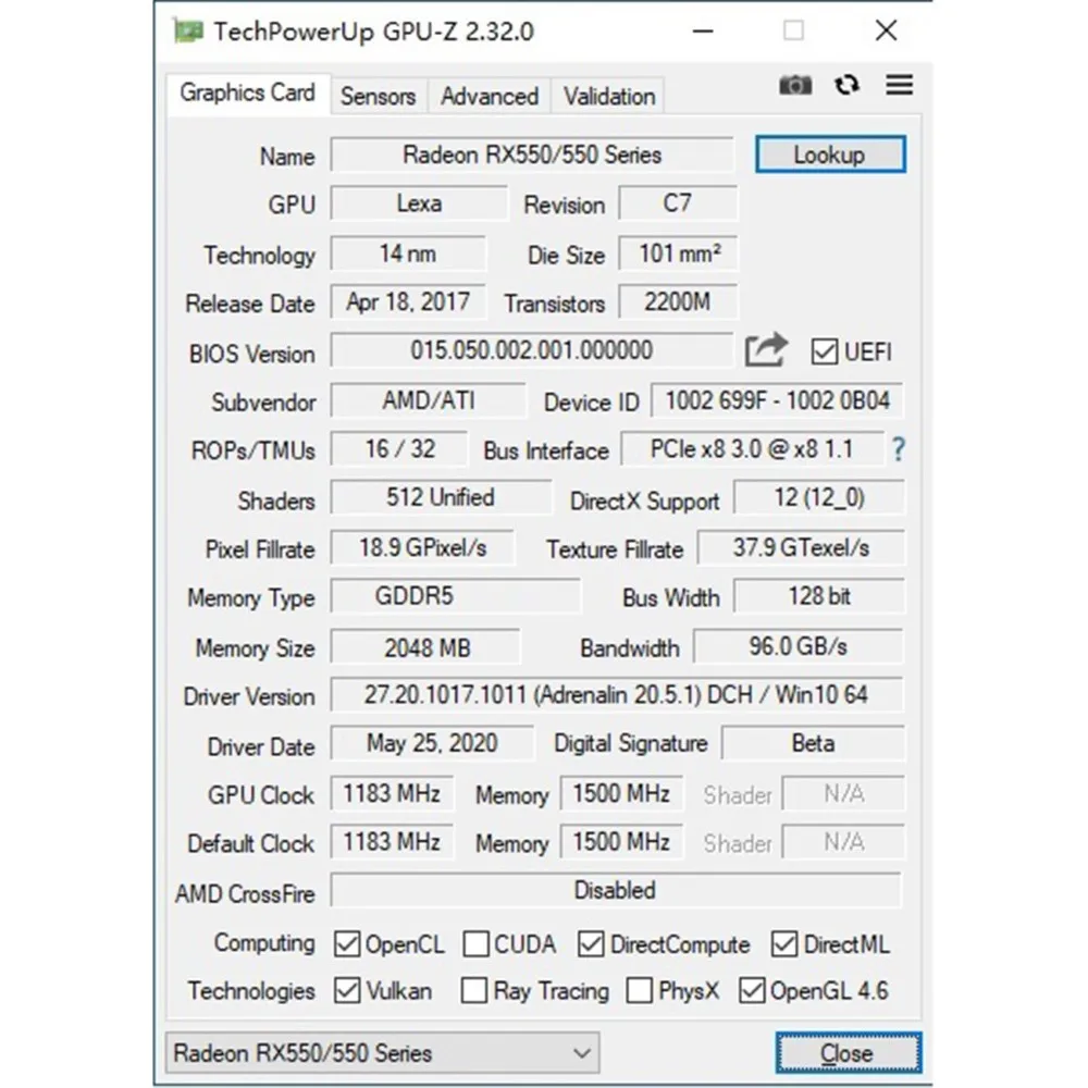 

Yeston Graphics Card RX550-2G D5 TD 1183/6000MHz 2G/128bit/GDDR5 DP+HDMI-Compatible+DVI-D Graphics Card