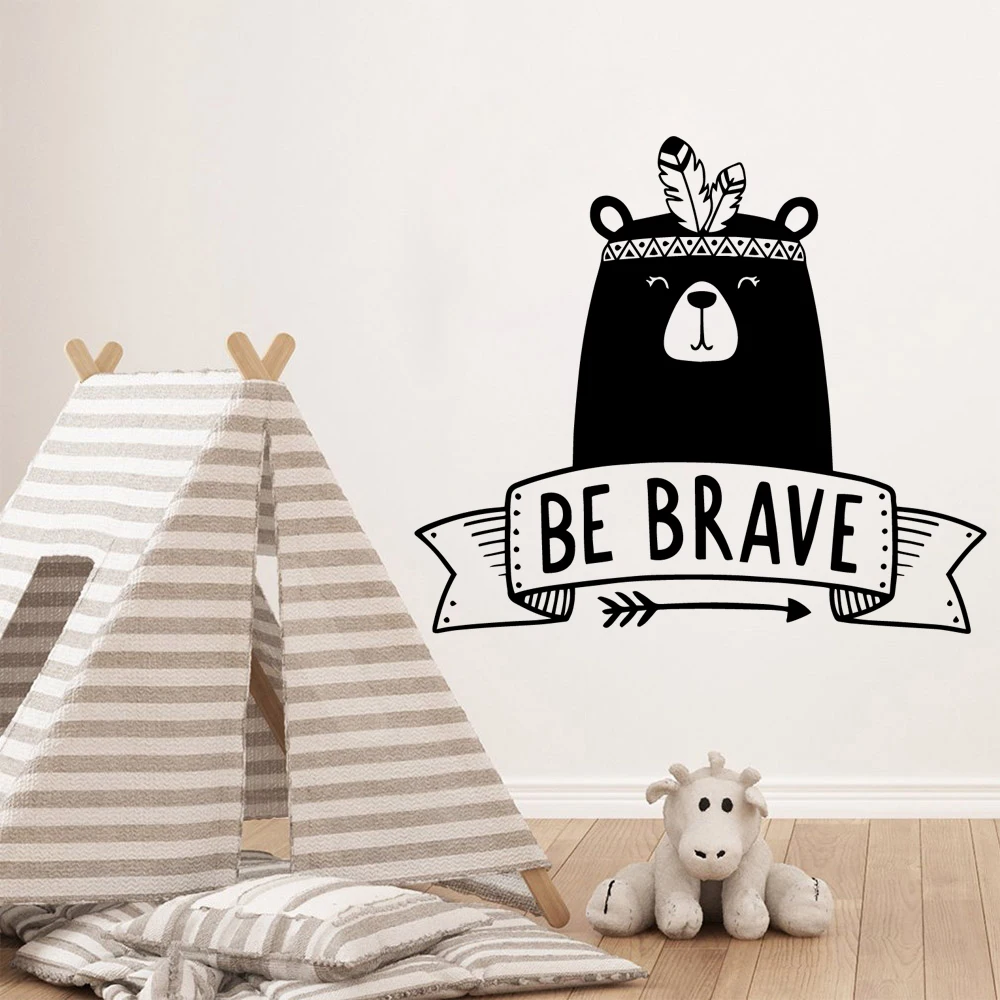 Горячая Распродажа be brave Bear домашний декор декоративная настенная наклейка