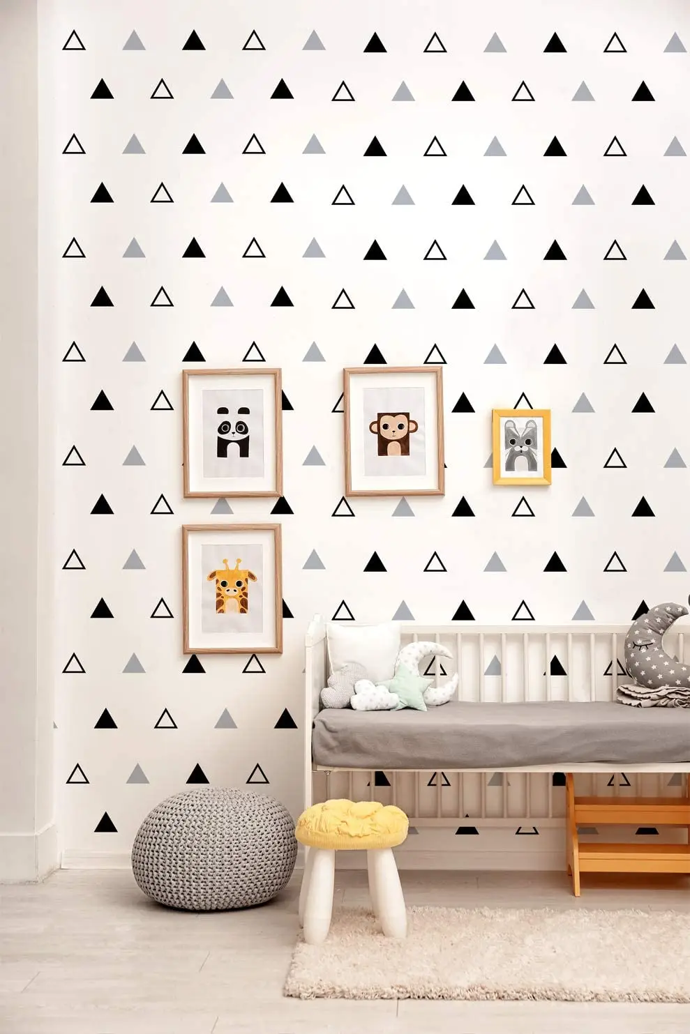 

LUCKYYJ Peel and Stick Wallpaper Grey Black Triangle Stripe Vinyl Self Adhesive Contact Paper Removable Decorative Covering Film