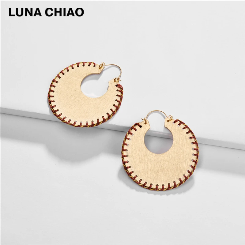 LUNA CHIAO модные большие металлические серьги-обруч плетеные ручной работы большой, в стиле бохо Эффектные серьги для женщин