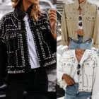 Женская модная короткая джинсовая локомотивная ветровка, Свободная Женская рубашка с длинным рукавом, длинная рубашка E1