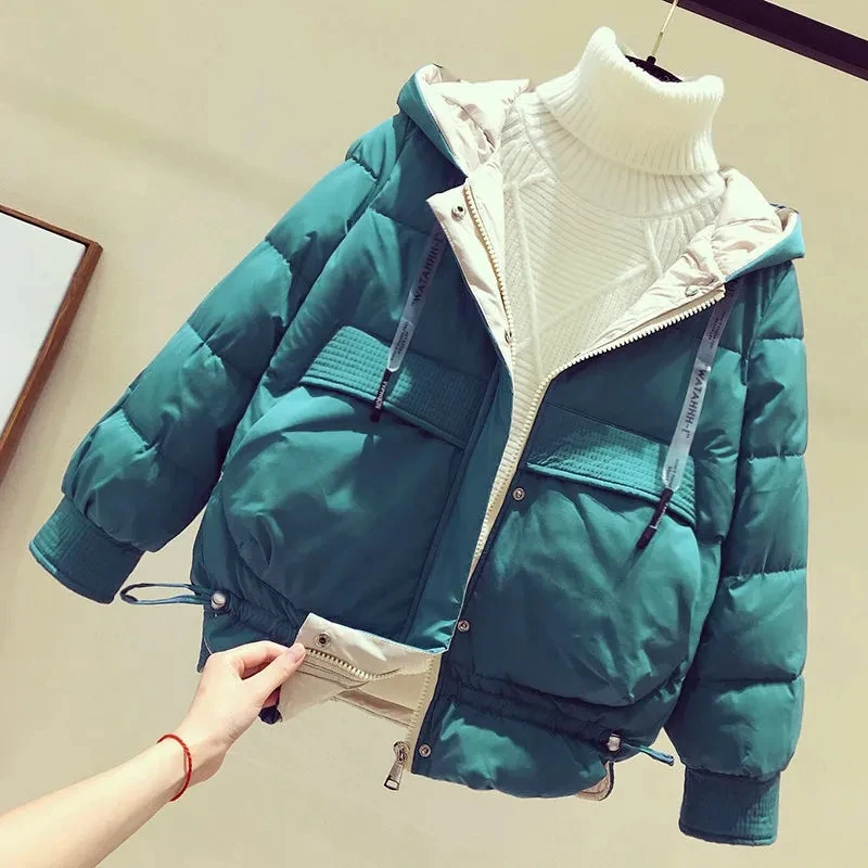 Winter Padded Jacket Women 2021 New Korean Style Short Loose Padded Jacket Hooded Bread Jacket Coat Winter Loose Commuting