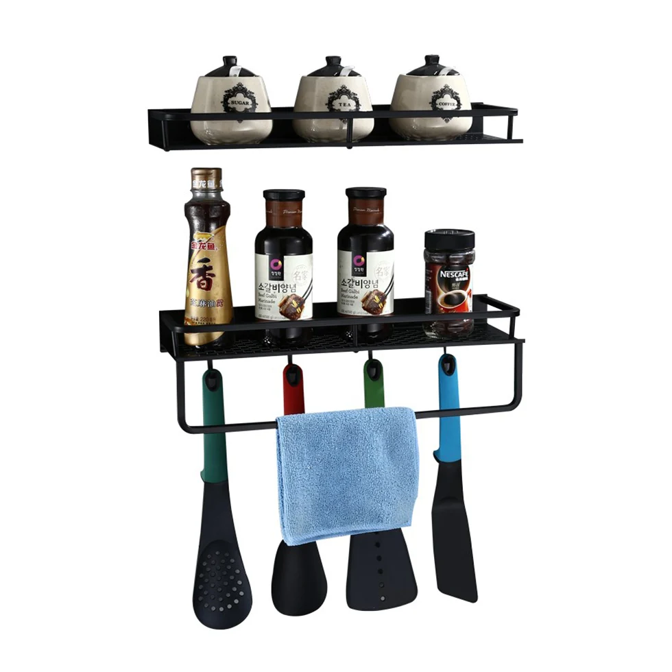 Настенный черный кухонный стеллаж кухонная посуда органайзер для хранения с