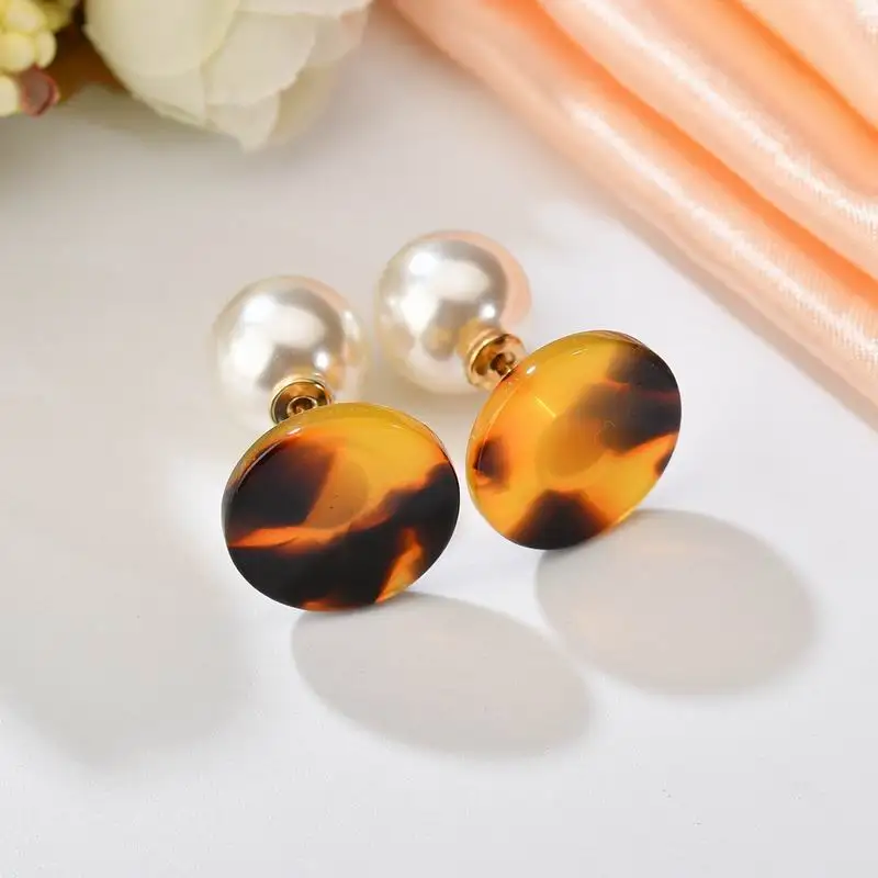 Boho креативный Ацетатный круглый Леопардовый принт серьги-гвоздики для женщин