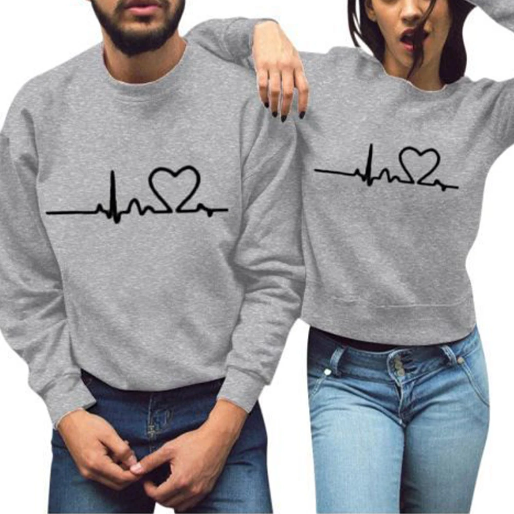 

Heart Printed Unisex Sweatshirts Men Women Couple Pullovers Autumn Long Sleeve Sweatshirt Pullover Jumper Tops Sweatshirt