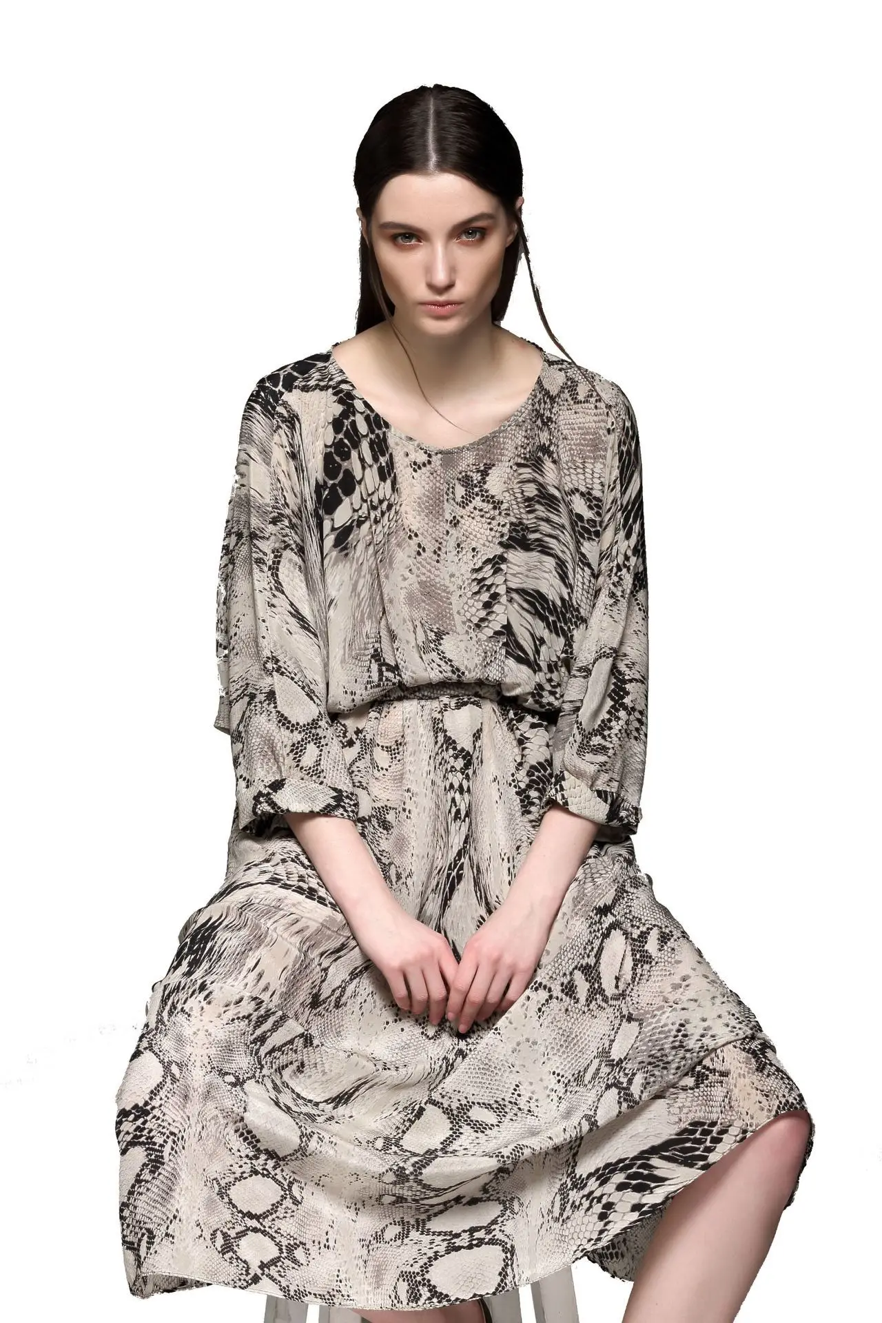 

Винтажное летнее платье, женские длинные элегантные платья из 100% натурального шелка, богемные пляжные вечерние платья со змеиным принтом, п...