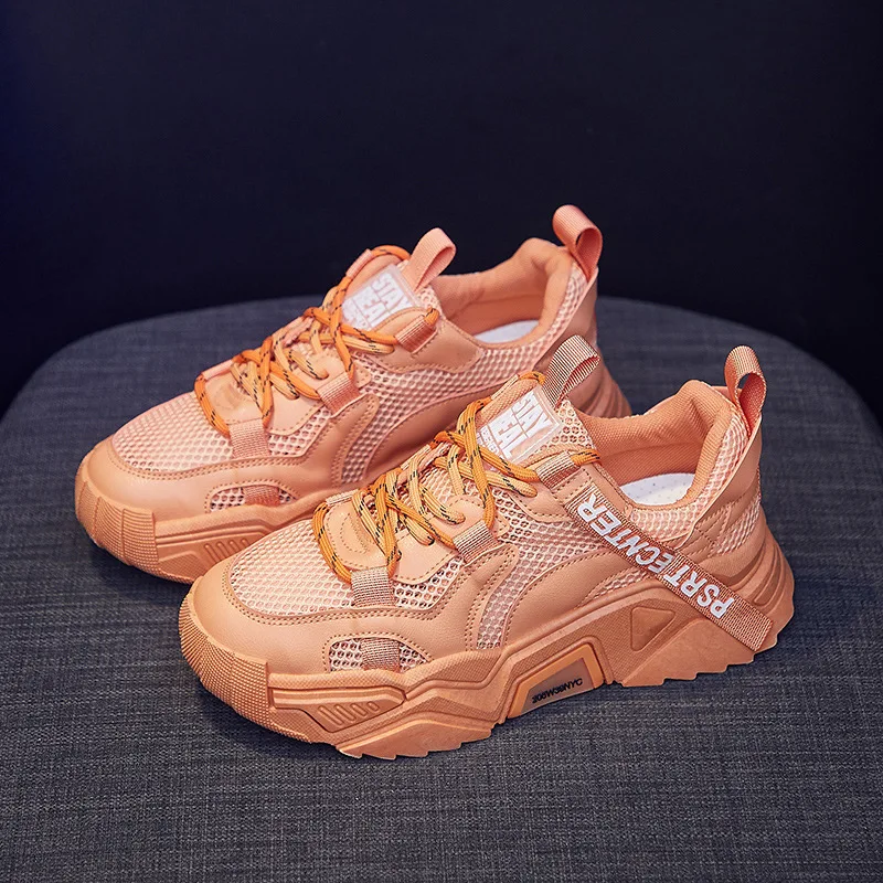 

Breathable Women Shoes Woman Sneakers Student Thick Bottom Platform Shoes Autumn New Lace Up Air Mesh Female Ins Casual Shoes