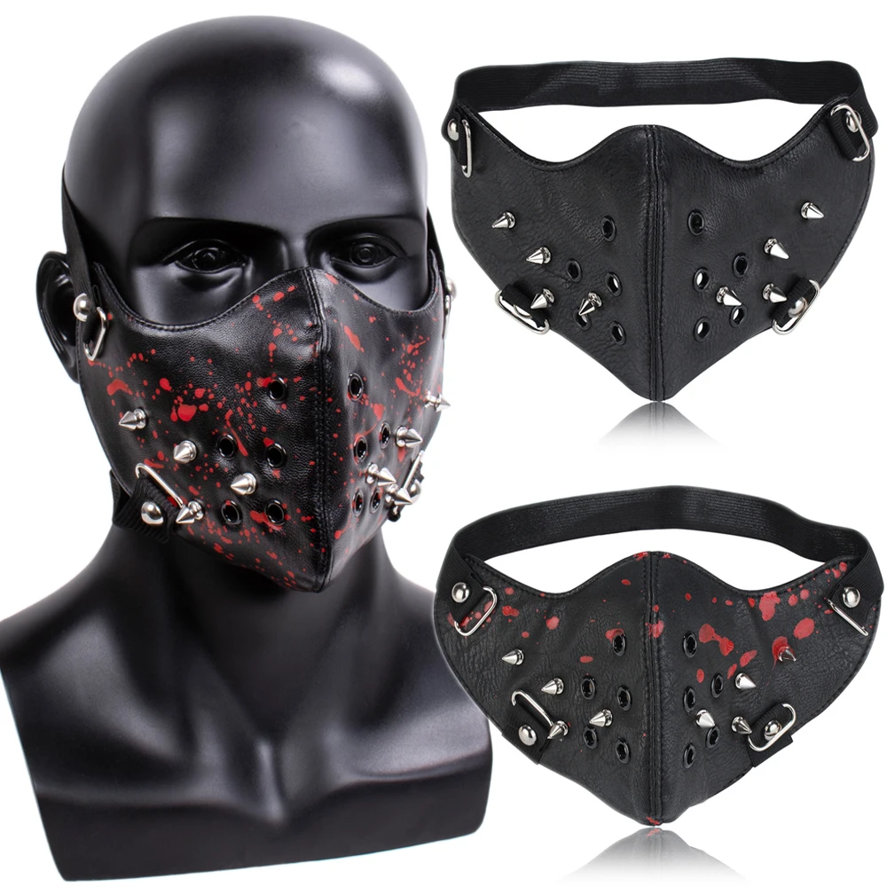 Стимпанк заклепки кожа половина косплей с маской для лица мотоцикла Велоспорт