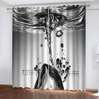 Morden grey water curtains 3D Window Curtains For Living Room Bedroom Customized size