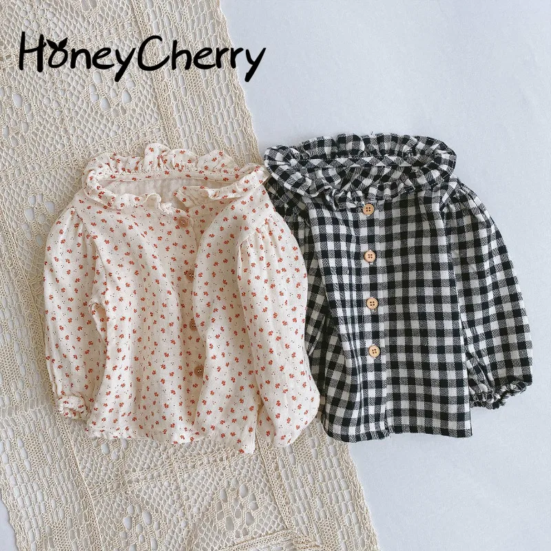 

Plaid Shirt Autumn Baby Girl Floral Long-Sleeve Blouse toddler girl fall clothes girls blouse