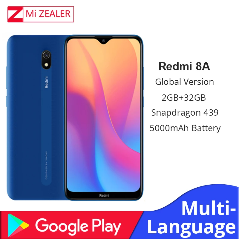 Новая глобальная версия смартфона Xiaomi Redmi 8A 2 ГБ ОЗУ 32 ГБ ПЗУ Snapdragon 439 12 МП камера 5000 мАч аккумулятор Окта сотовый телефон.
