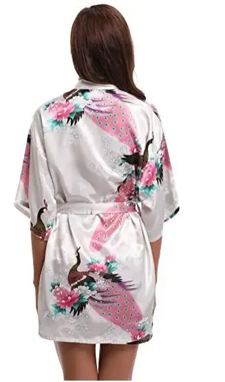 Женское шелковое атласное платье кимоно с цветочным принтом|satin robe|silk satin robebrand robe