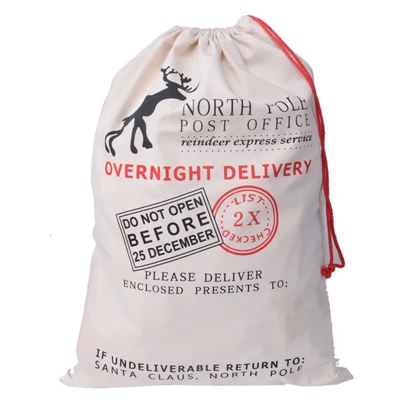 

Lastest Christmas Gift Bags Large Canvas Santa Sack Color Elk Organic Heavy Canvas Red drawstring Bag