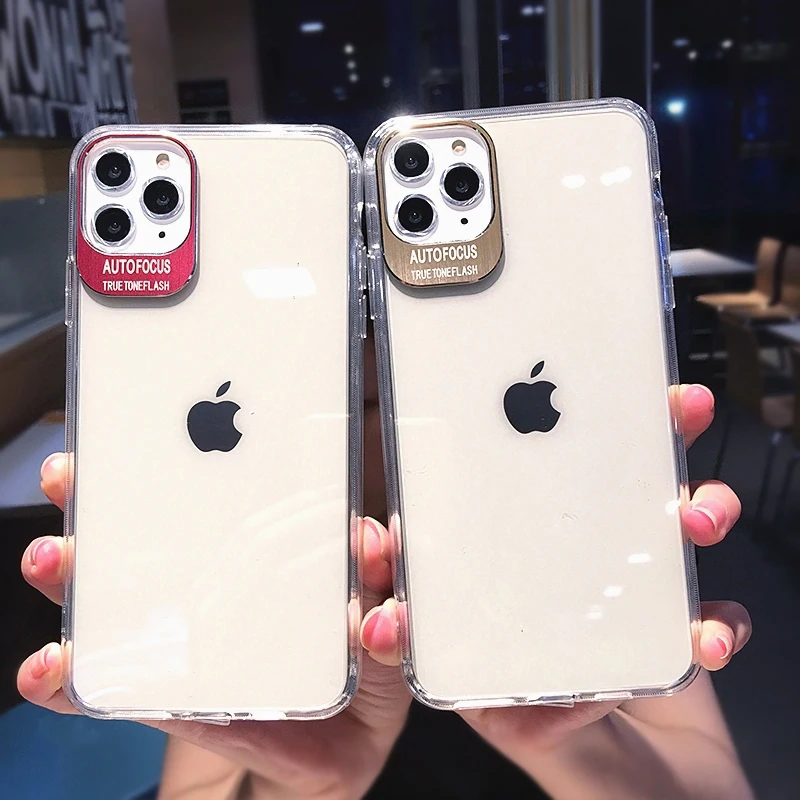 Металлические линзы буквы чехлы протектор для iPhone 11 XS Max XR XS 6 6S 7 8 Plus Полный корпус мягкий ТПУ прозрачный задняя крышка телефона
