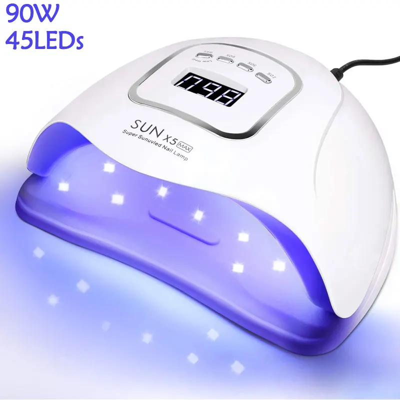 UV LED Nail Lamp 90W Nail Gel Polish Dryer with 4 MODE Time Memory Function Nail Art Tools for Manicure Home Use And Nail Salon