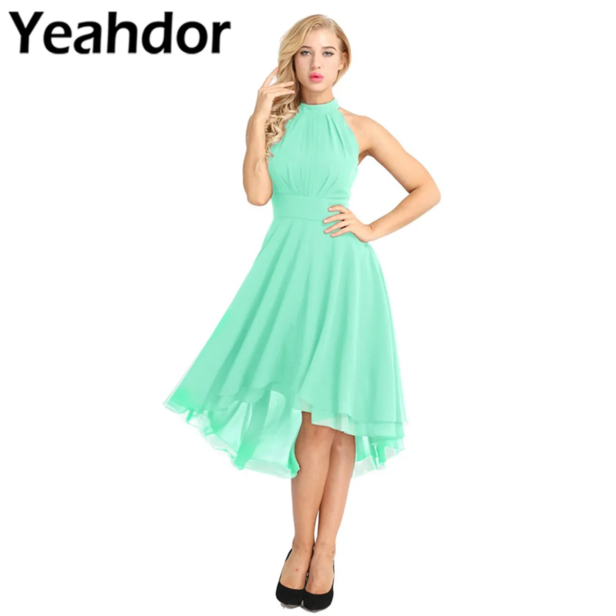 Женские Элегантные платья с лямкой на шее платье подружки невесты без рукавов