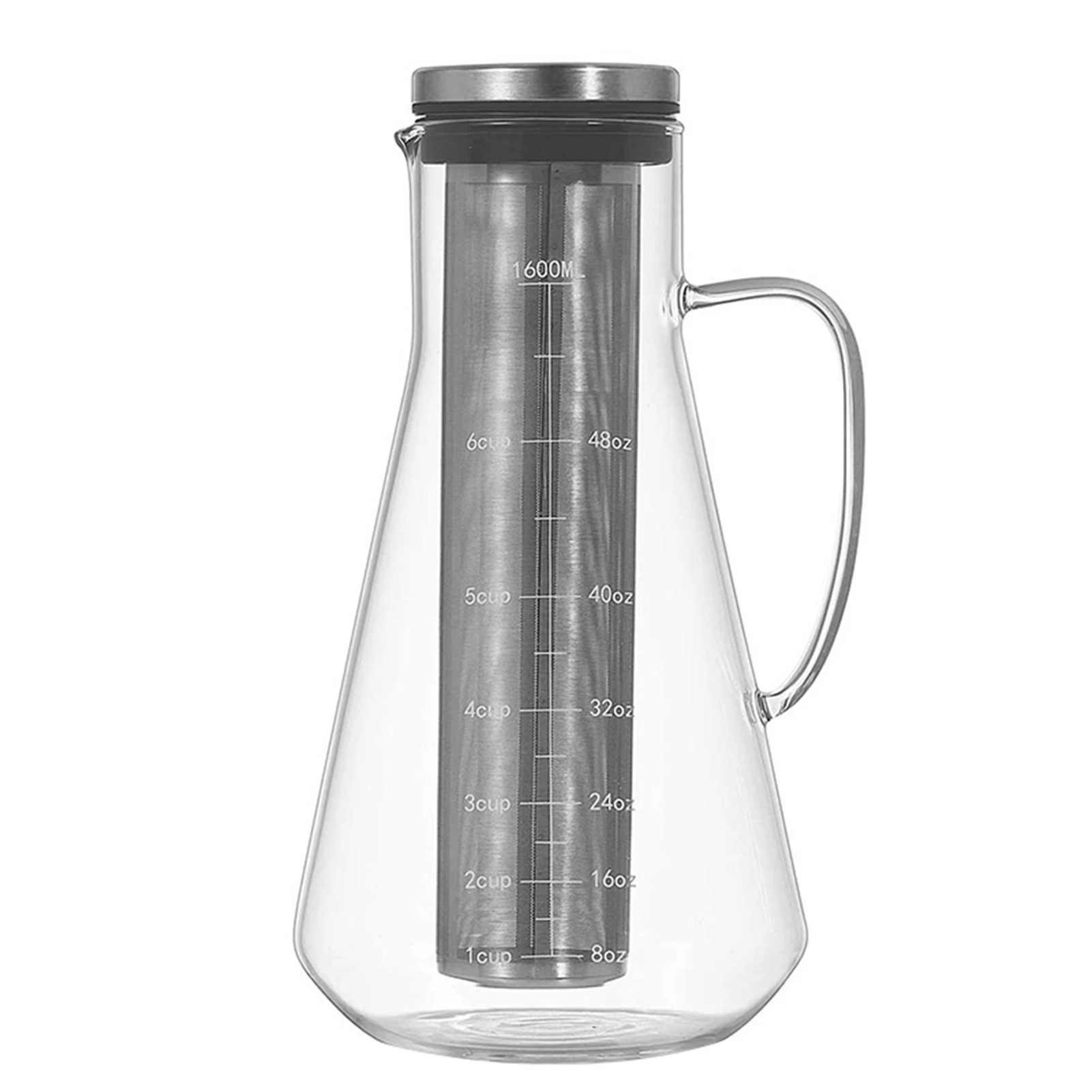 

1.6L Large Capacity Stainless Steel Coffee Pot with Filter Borosilicate Glass Cold Brew Coffee Pot With Scale for Home HR