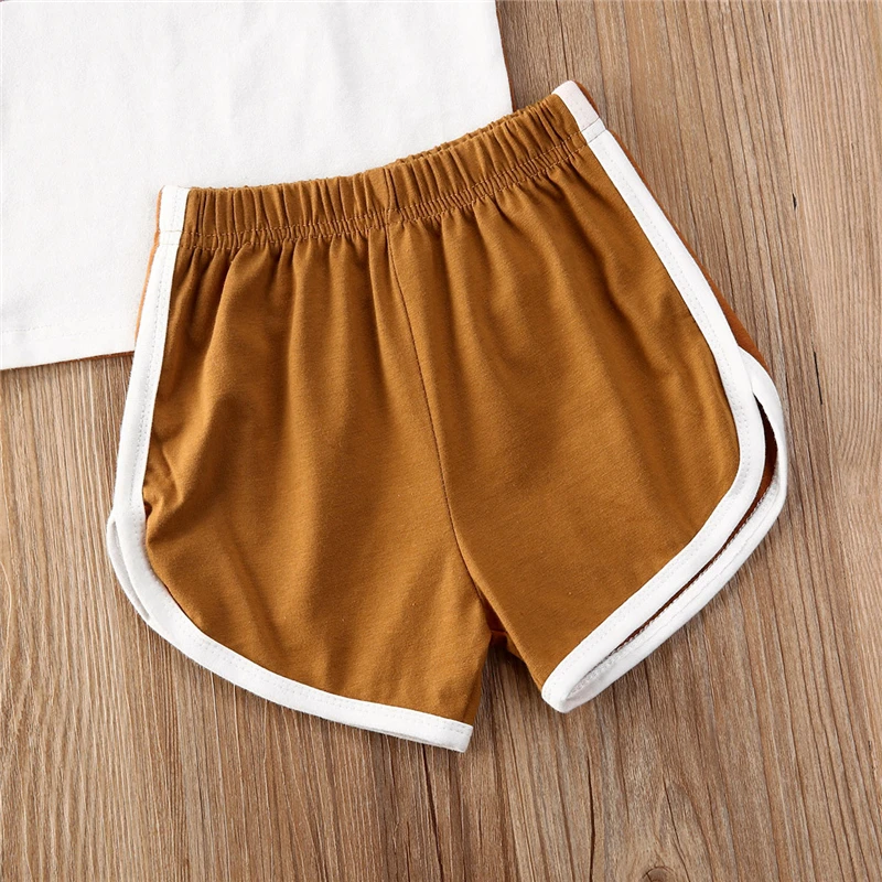 Модный трендовый Детский костюм из двух предметов пуловер с коротким рукавом и