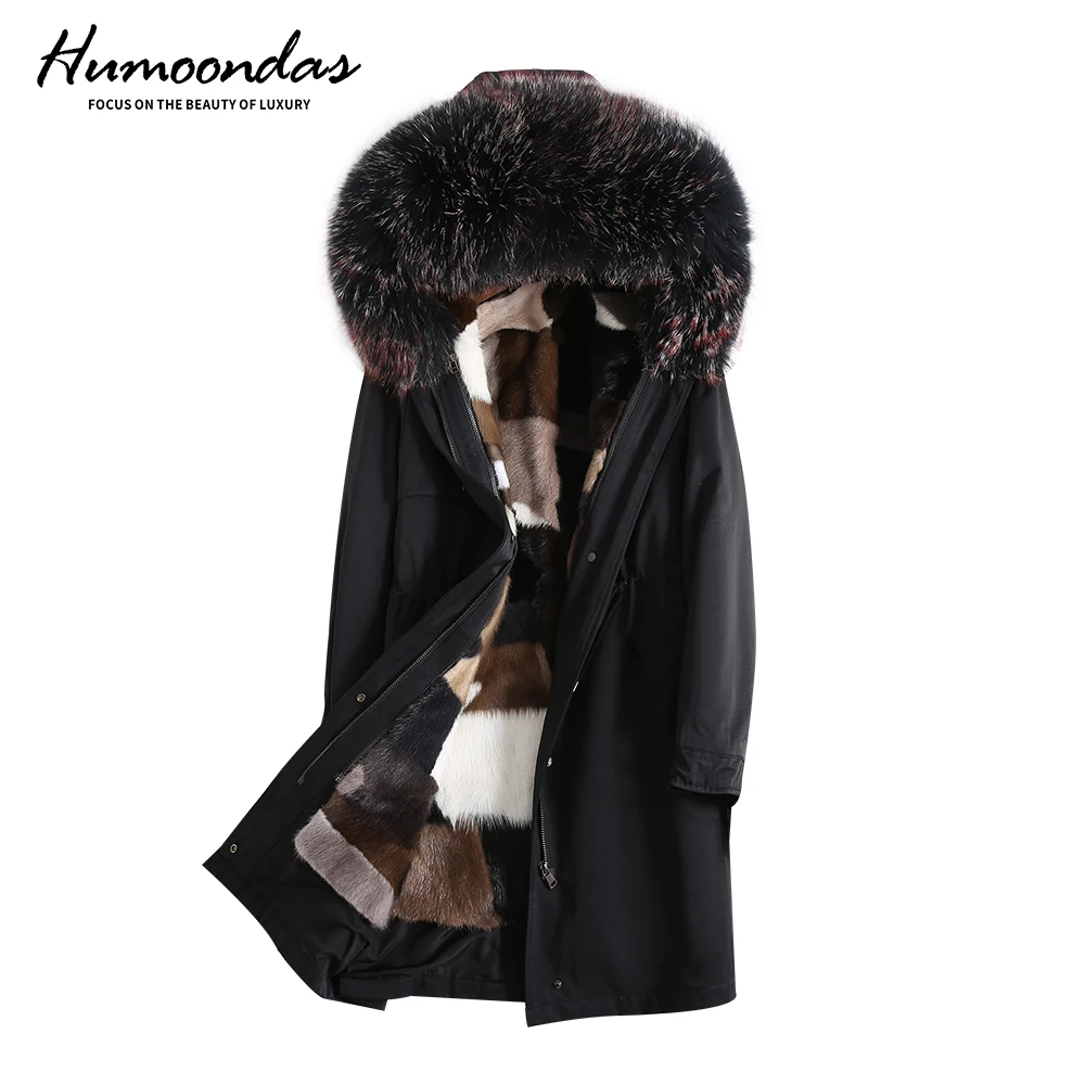 

Winter Women's Fashion Luxurious Real Mink Fur Liner Bomber Parkas Jackets Female Casual Big Real Fox Hooded Bat Sleeve Outwear