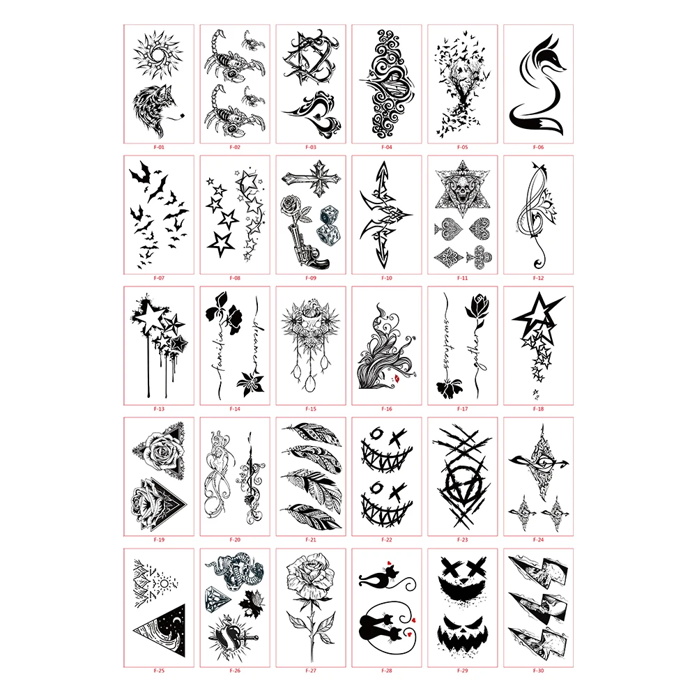 Waterproof Temporary Tattoo Sticker Clown Smiley Black Flower Hand Art Flash Tatoo Skull Fake Tattoos For Women Men Small Size