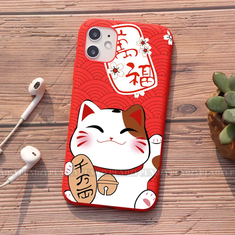 cute lucky cat new year christmas gifts phone case for iphone 13 pro 12 pro 11 pro max 6s 7 8 plus x xs max xr tpu silicone case free global shipping