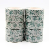 new 10pcsset 15mm10m green christmas gifts flowers decorative washi tape diy scrapbooking masking tape school office supply