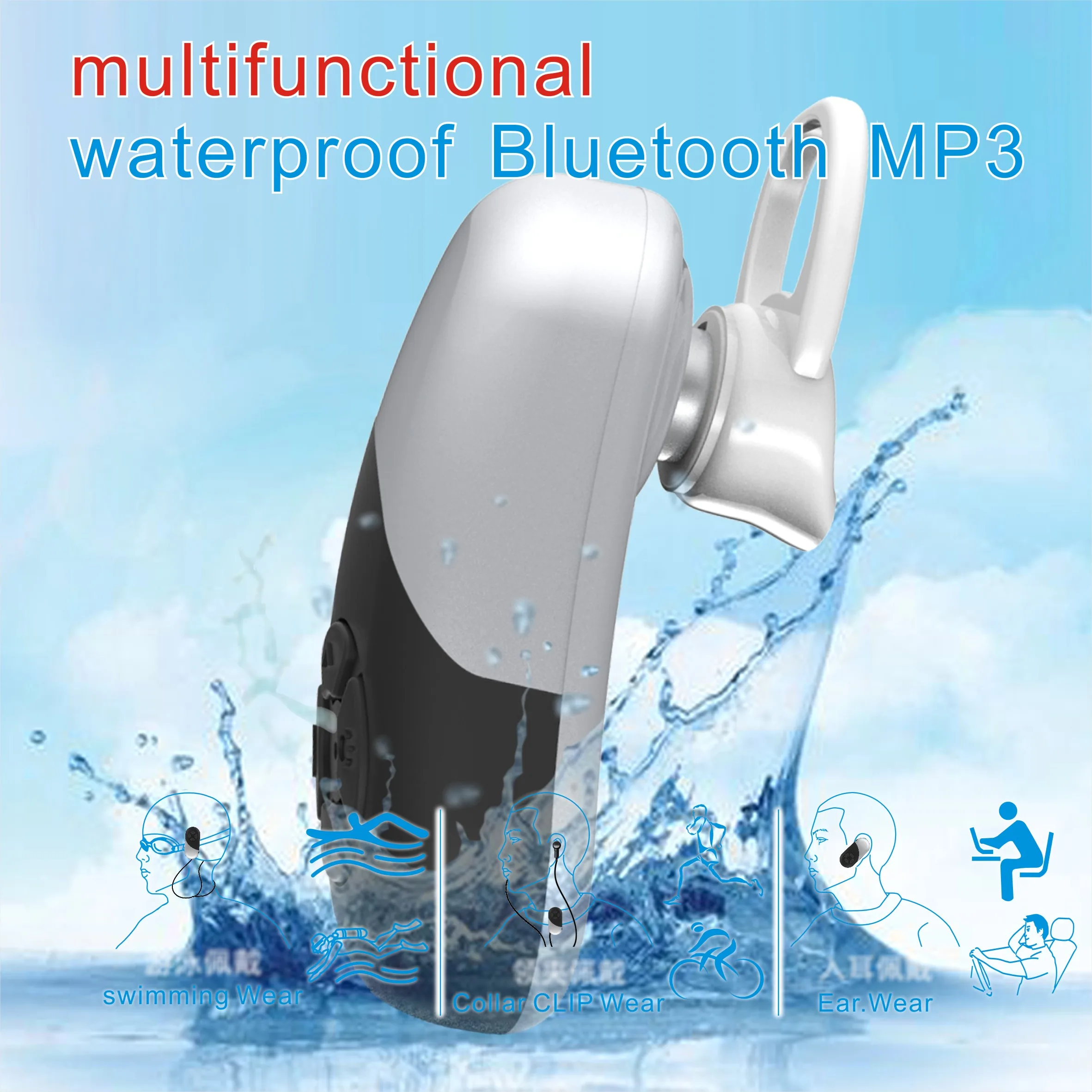 Дайвинг bluetooth 5 0 наушники костной проводимости MP3 для плавания беспроводной